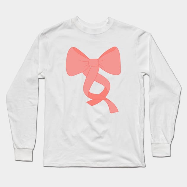 Coral Colored Ribbon/Bow Long Sleeve T-Shirt by LittleMissy